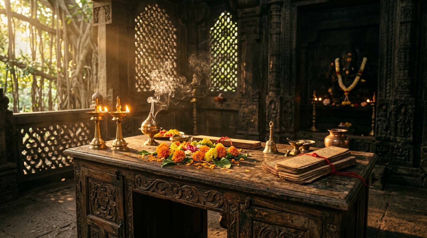 Ancient stone temple manuscript sanctum